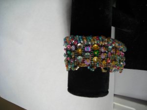 Light Multi  Sequien Bead  Band Stretch Bracelet