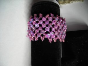 Pink Sequien Bead  Band Stretch Bracelet