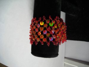 Red Sequien Bead  Band Stretch Bracelet