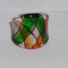 Green Orange  MURANO GLASS RING Size 8
