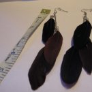 Black and Dark Brown 3 Inch Feather EARRINGS
