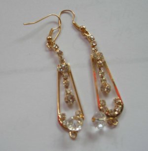 Gold Color Long Dangle CZ  EARRINGS