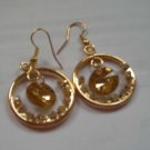 Gold Color Round Dangle CZ  EARRINGS