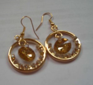 Gold Color Round Dangle CZ  EARRINGS