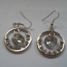 Silver Color Round Dangle CZ  EARRINGS