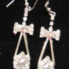 Silver Color Dangle Bow  CZ  EARRINGS