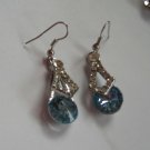 Silver Color Blue Crystal  CZ Earrings