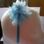 Blue Satin Headband With Tulle Flower
