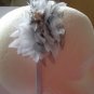 White and Black Satin Headband With Tulle Flower