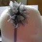 Gray and Black Satin Headband With Tulle Flower