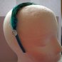 Teal Feather With Clear Stone Satin Headband
