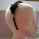Black Feather With Clear Stone Satin Headband