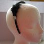 Black Feather With Clear Stone Satin Headband