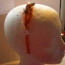 Orange  Feather With Clear Stone Satin Headband