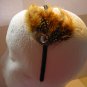 Brown Dot  Feather With Clear Stone Satin Headband
