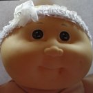 Baby White Satin Headband With Flower Clear Stone