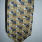 Puritan Men's Tie Necktie Gold Blue Geometric 100% Silk Made in USA 59" x 3.75"