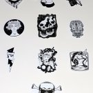 Black & White Goth / Alt / Horror / Death Stickers I - Set of 10