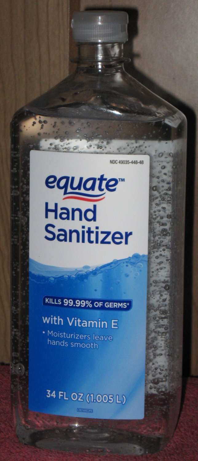 34oz Bottle Equate Hand Sanitizer With Vitamin E Kills 99.99 Of Germs
