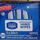 (100) Nice N Clean Antibacterial Hand Wipes 5 Box Pack 20 Wipes Per Pack