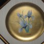 2pc CH Lee Iris Flower Acrylic Painting on Gilt Plates Left, Right Framed Signed