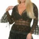 Burnout Velvet Semi Sheer Dress with Spider Lace Trim
