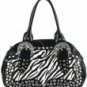 Animal Fur Design Double Strap Handbags with Acrylic Stone Accents