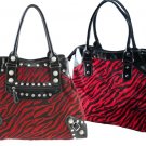 Animal Fur Design Handbags with Acrylic Stone and Buckle Accents