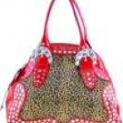 Animal Fur Design Tote Style Handbags with Acrylic Stone Accents