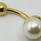 18K Gold Plated Pearl Spinal Belly Button Ring (Free Shipping Offer)