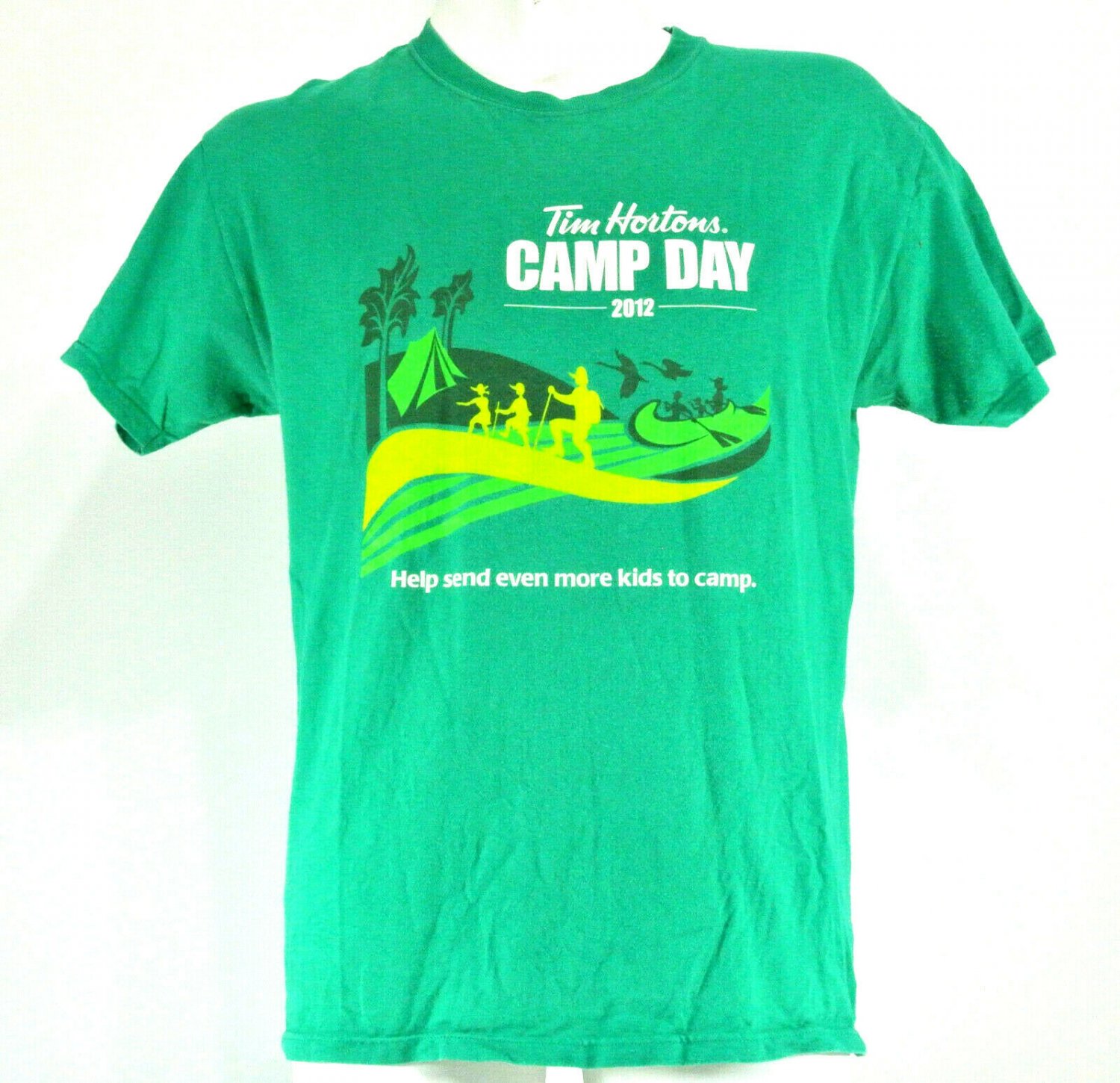 TIM HORTONS "Camp Day 2012" Employee Uniform Shirt Green Men's Size M