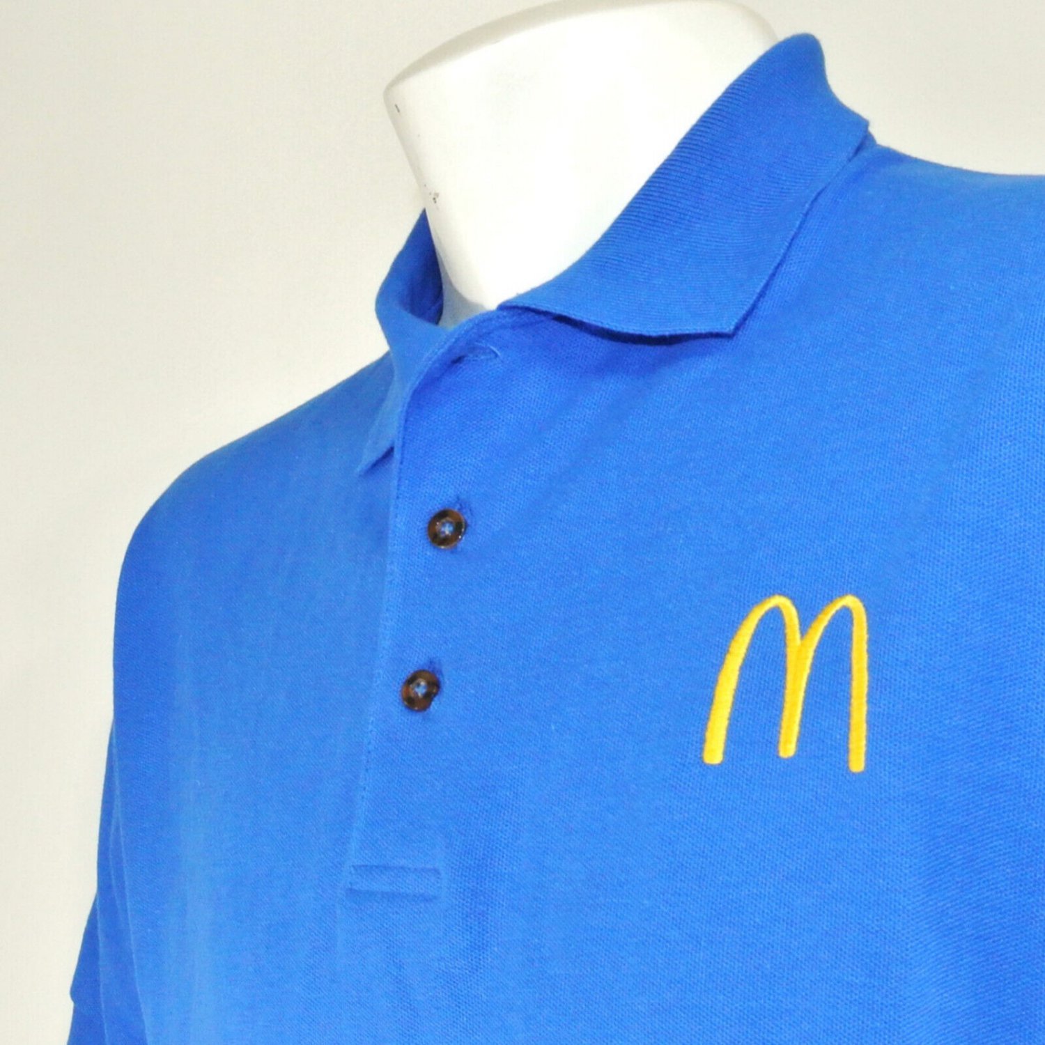 McDONALDS Fast Food Employee Uniform Polo Shirt Blue Size L Large NEW