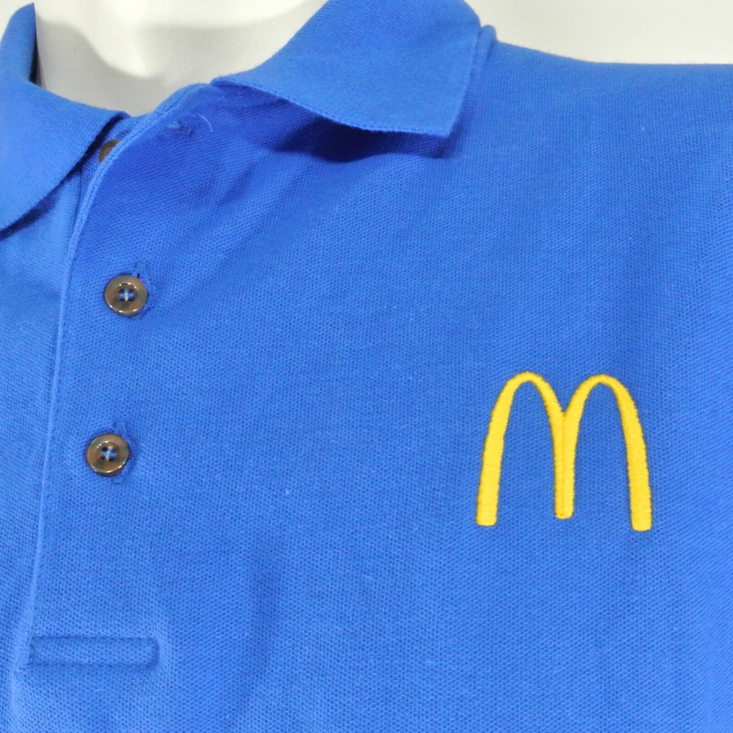 McDONALDS Fast Food Employee Uniform Polo Shirt Blue Size L Large NEW