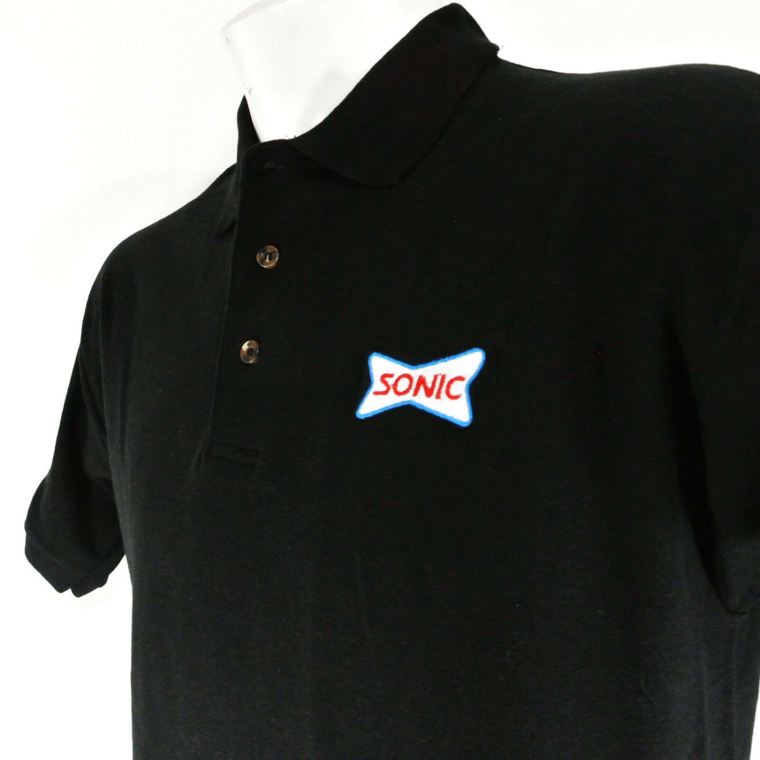 SONIC Drive In Fast Food Employee Uniform Polo Shirt Black Size L Large NEW