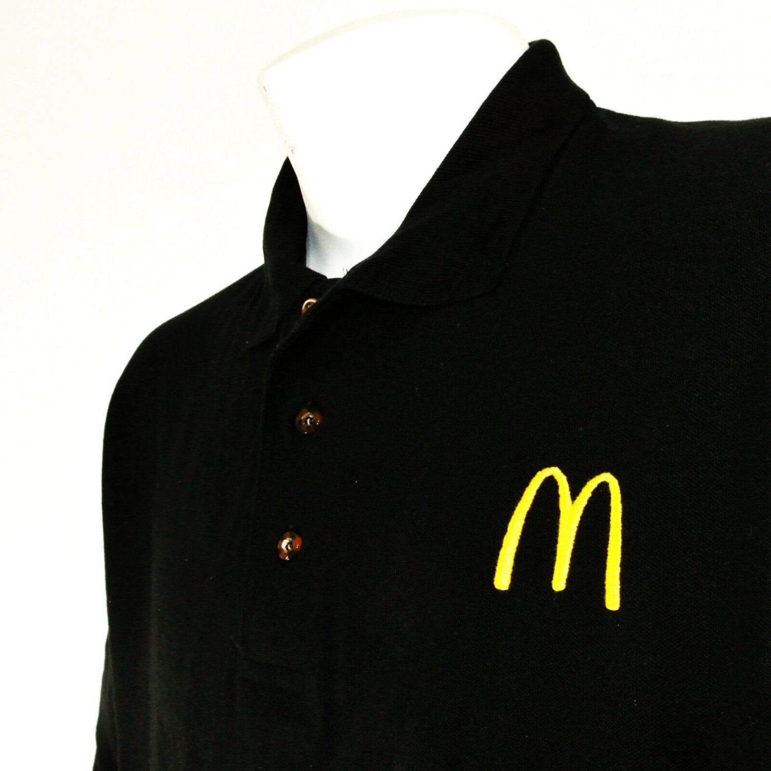 McDONALD'S Hamburgers Employee Uniform Polo Shirt Black Size L Large NEW