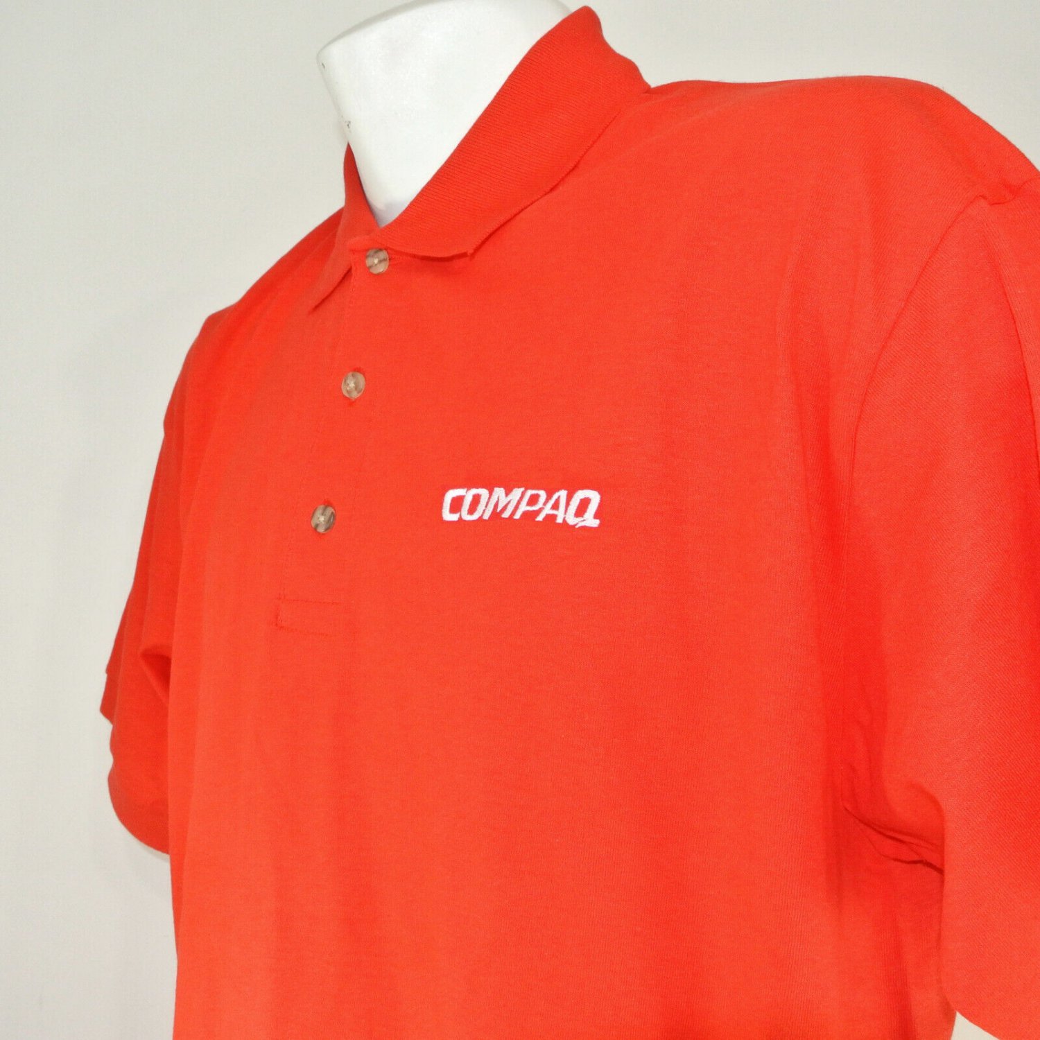 COMPAQ Computers Tech Employee Uniform Polo Shirt Red Size L Large NEW