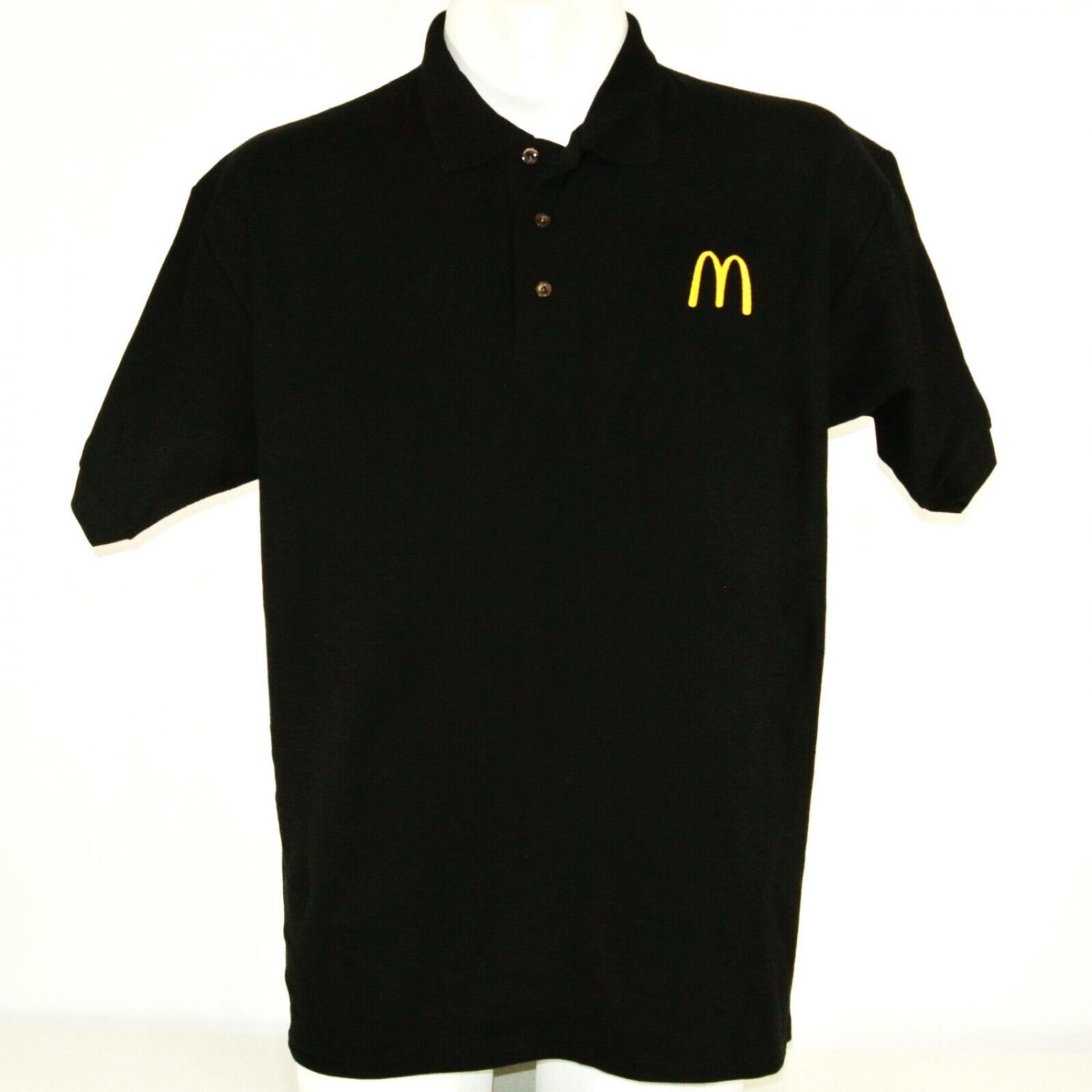 McDONALD'S Hamburgers Employee Uniform Polo Shirt Black Size M Medium NEW