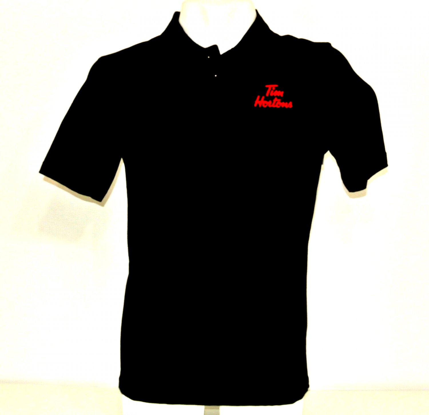 TIM HORTONS Coffee Donuts Employee Uniform Polo Shirt Black Size L Large NEW