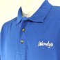 WENDY'S Hamburgers Employee Uniform Polo Shirt Blue Size L Large NEW