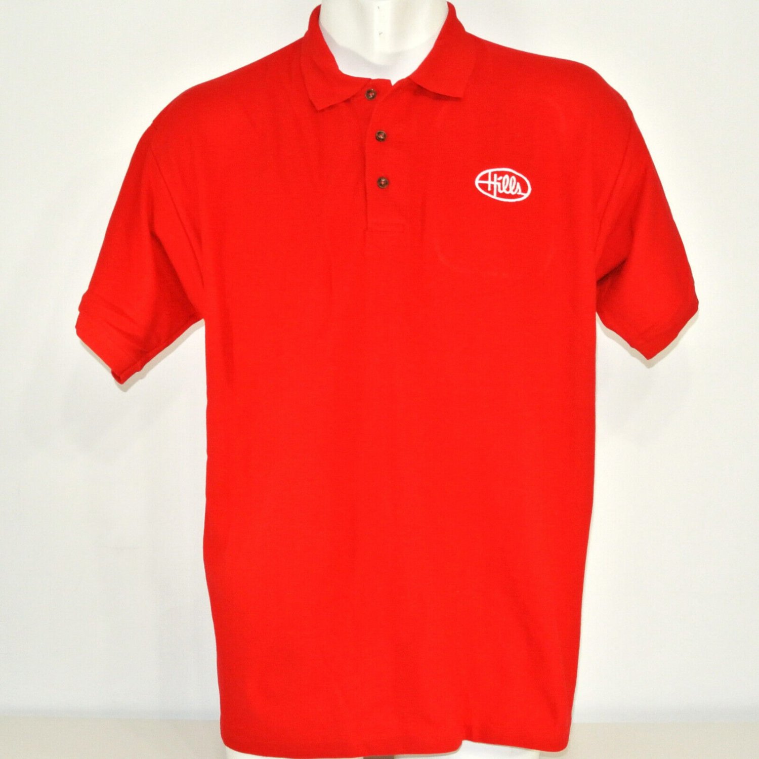 HILLS Department Store Employee Uniform Vintage NOS Red Polo Shirt Size L Large