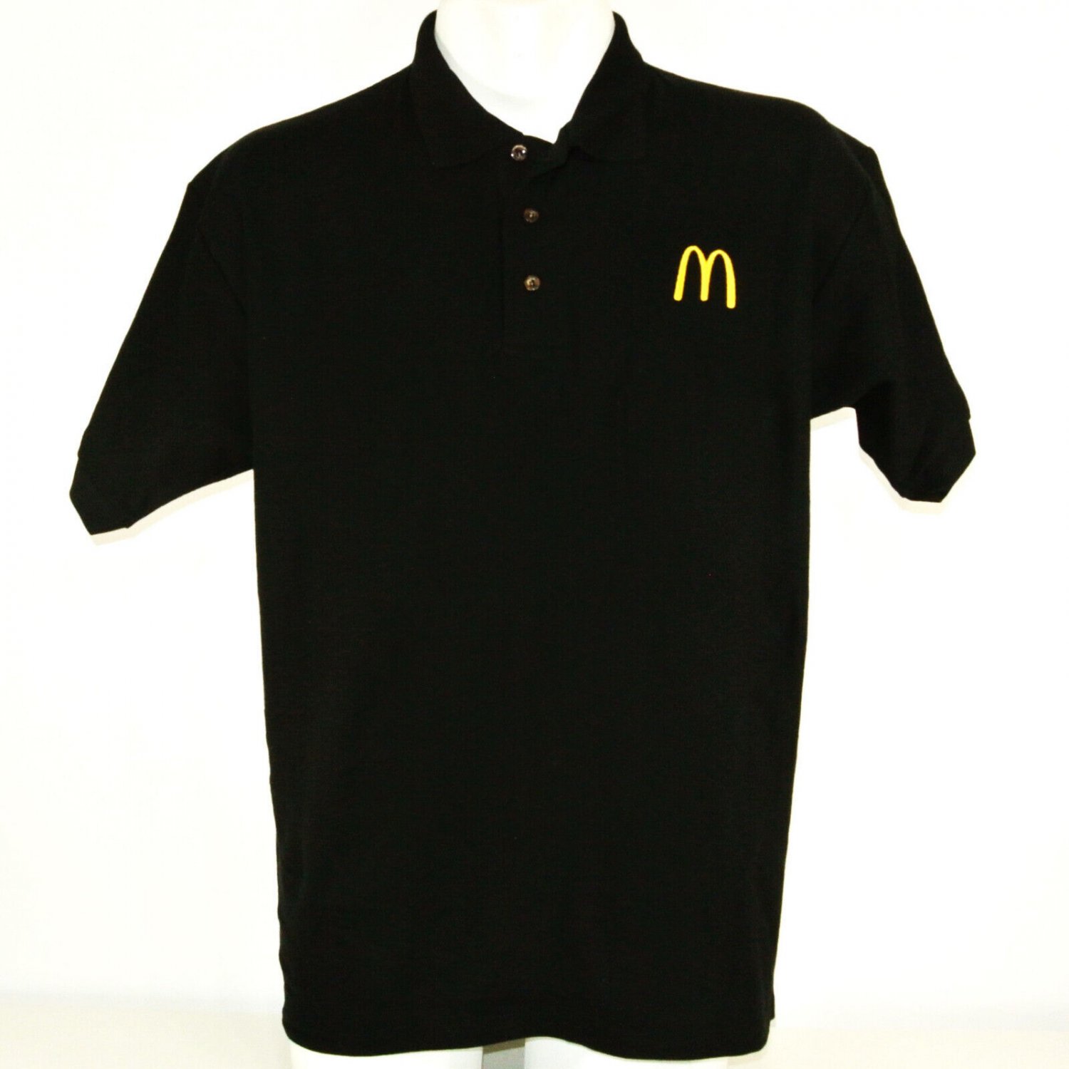 McDONALD'S Hamburgers Employee Uniform Polo Golf Shirt Black Size M Medium NEW