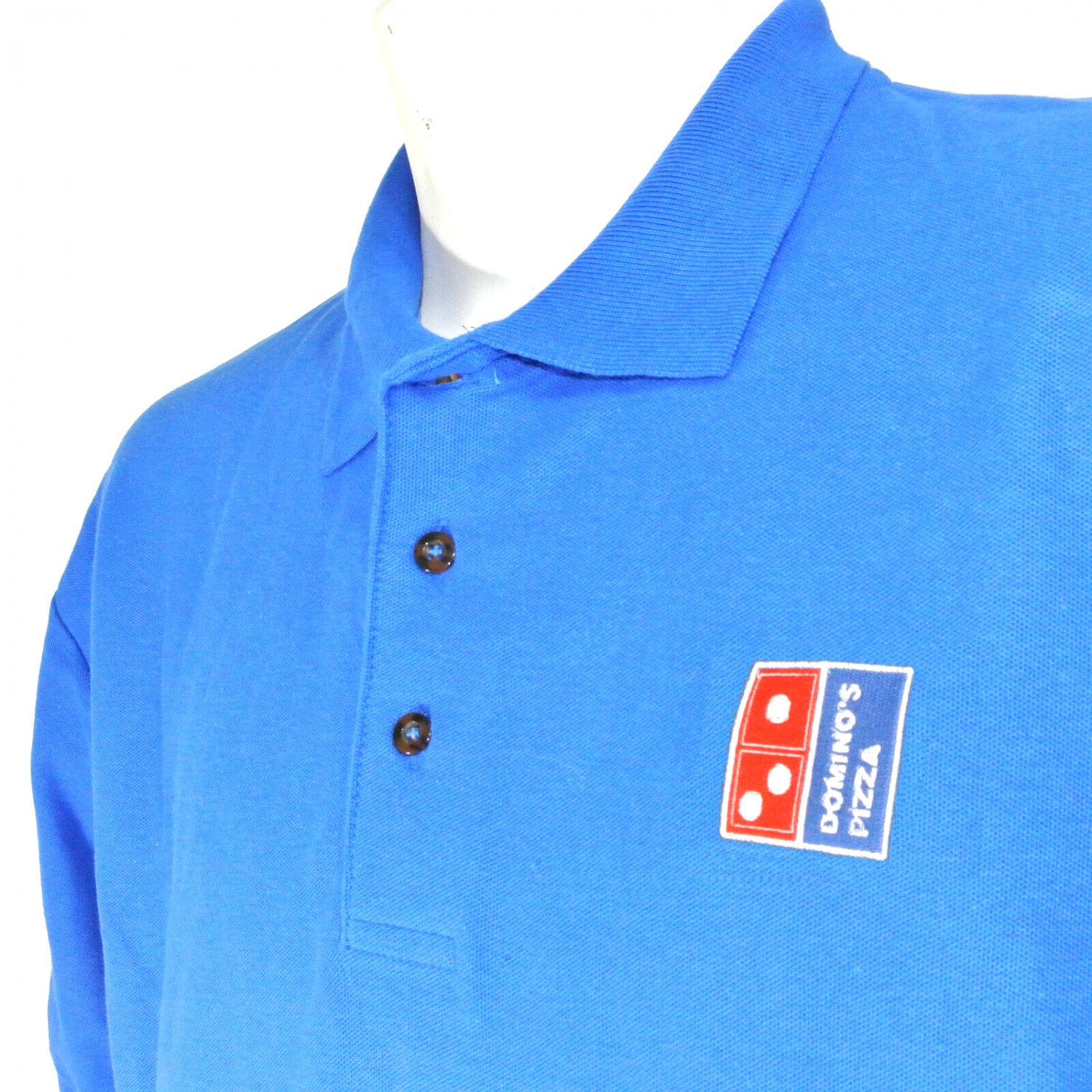 Dominos Pizza Vintage Employee Uniform Polo Shirt Blue Size L Large