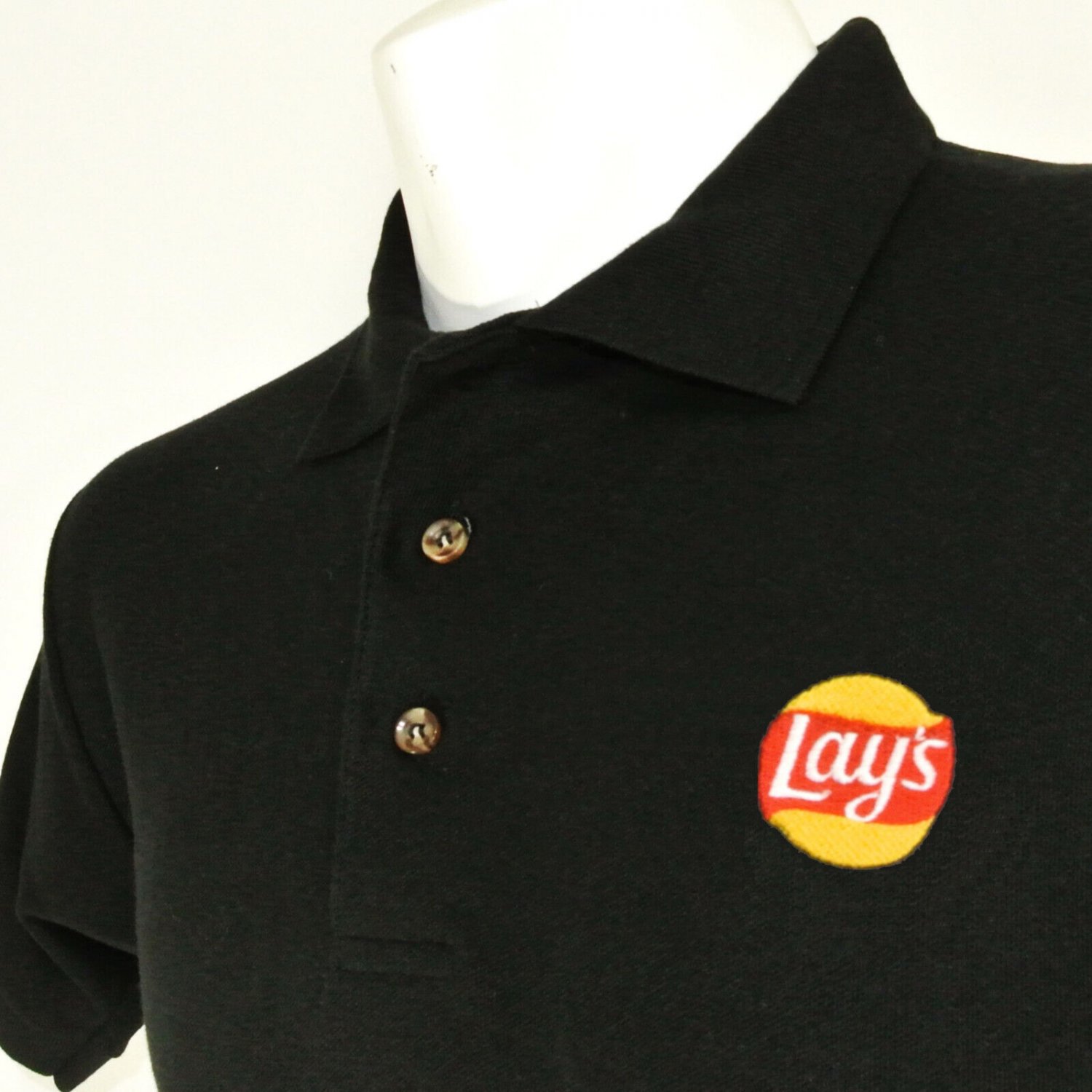 Lays Potato Chips Employee Uniform Polo Shirt Black Size M Medium New 3519