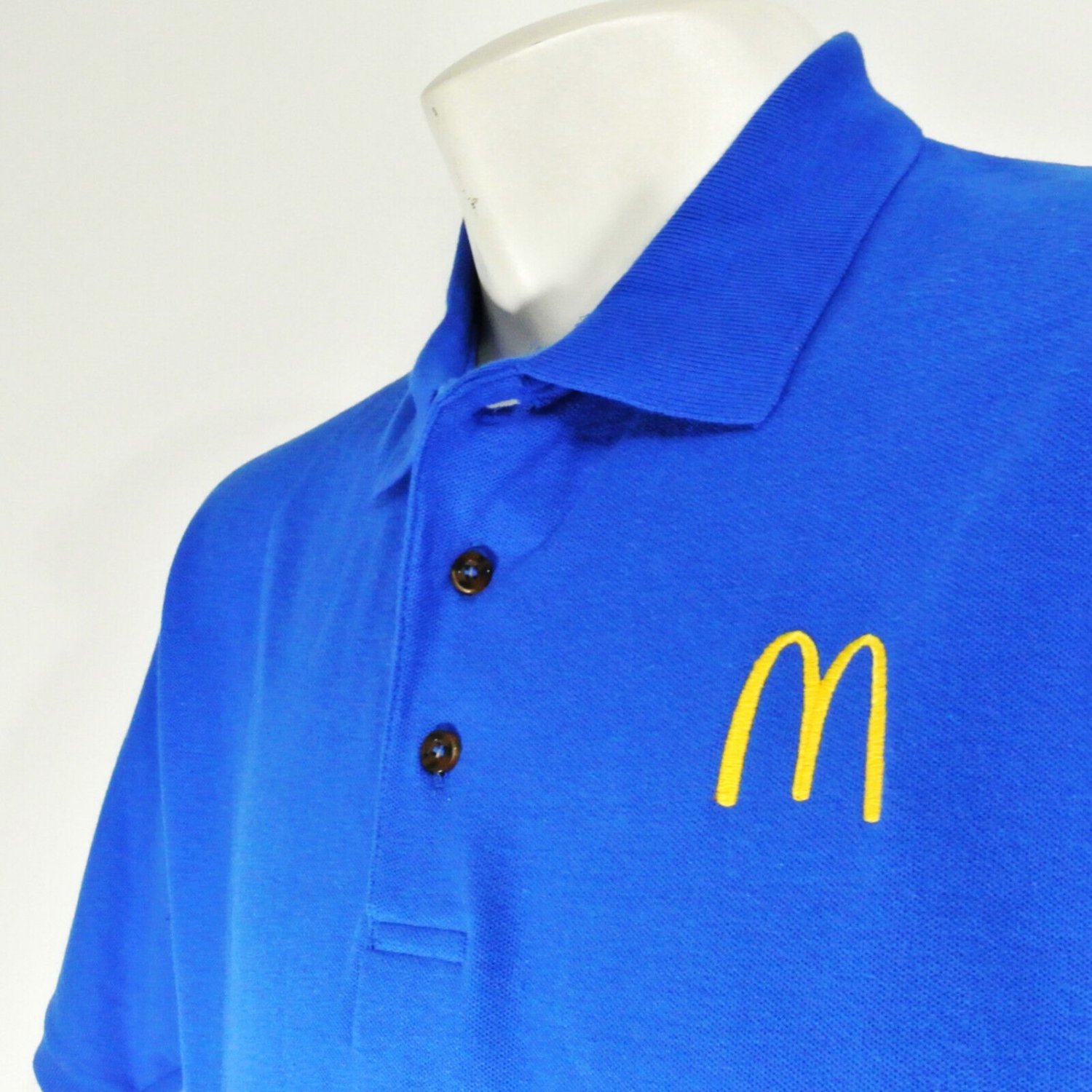 McDONALDS Fast Food Employee Uniform Polo Shirt Blue Size S Small NEW