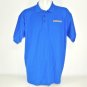 BLOCKBUSTER VIDEO Logo Text Employee Uniform Polo Shirt Blue Size L Large NEW