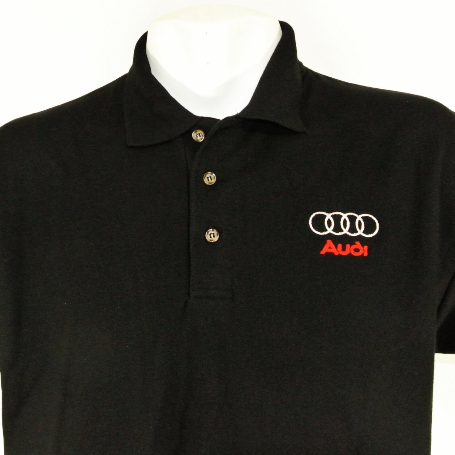 AUDI Car Dealership Vintage Employee Uniform Polo Shirt Black Size L Large NEW