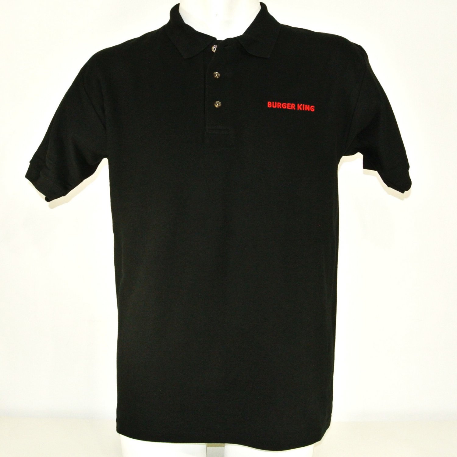 BURGER KING Text Logo Employee Uniform Polo Shirt Black Size XL NEW