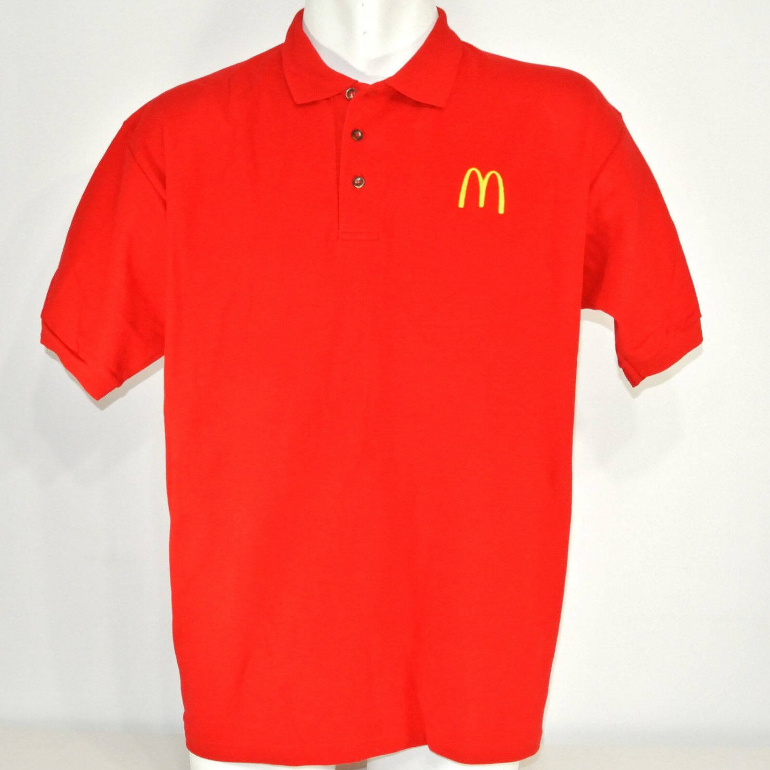 McDONALDS Hamburgers Employee Uniform Polo Shirt Red Size L Large NEW