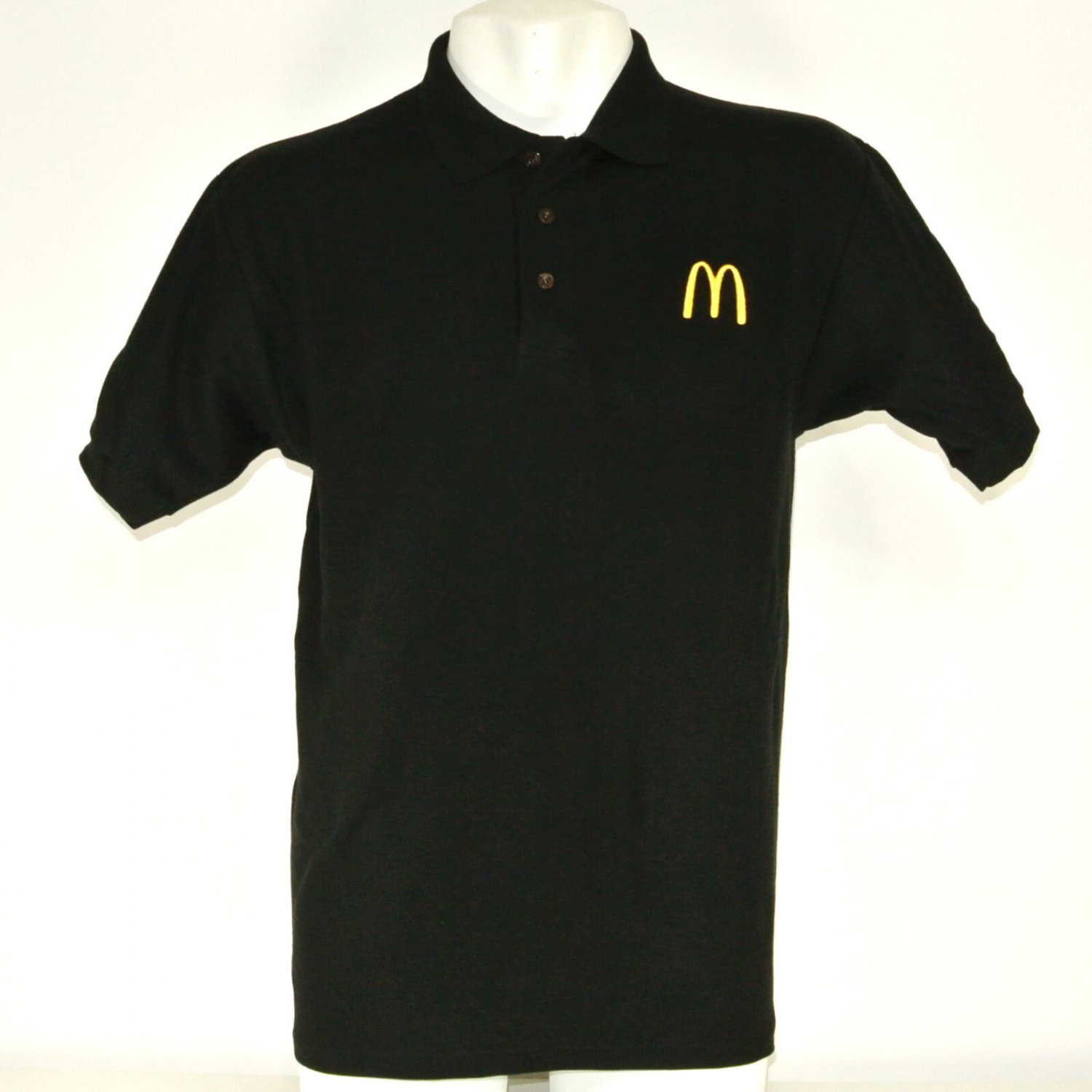 McDONALDS Hamburgers Employee Uniform Polo Shirt Black Size M Medium NEW