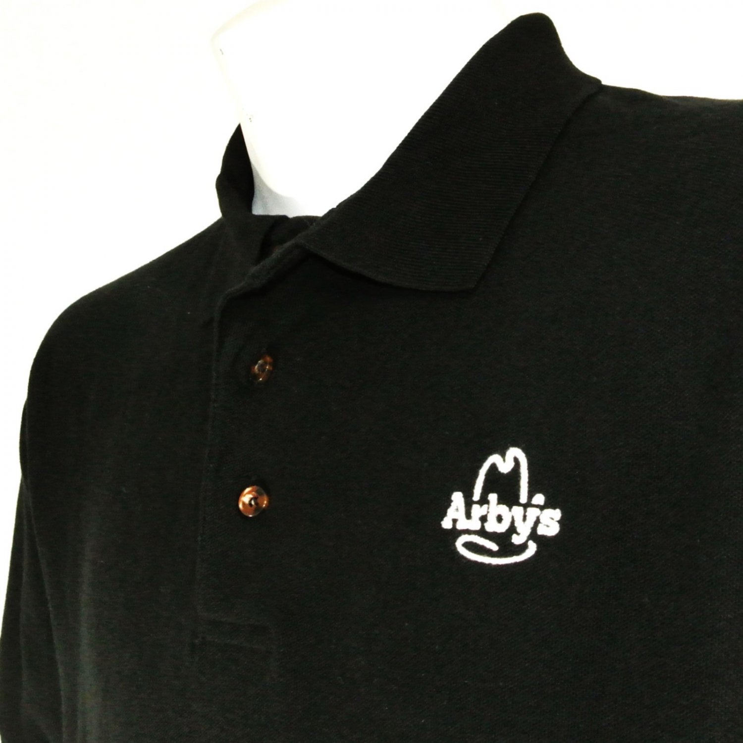 ARBY'S ROAST BEEF Restaurant Employee Uniform Polo Shirt Black Size L Large
